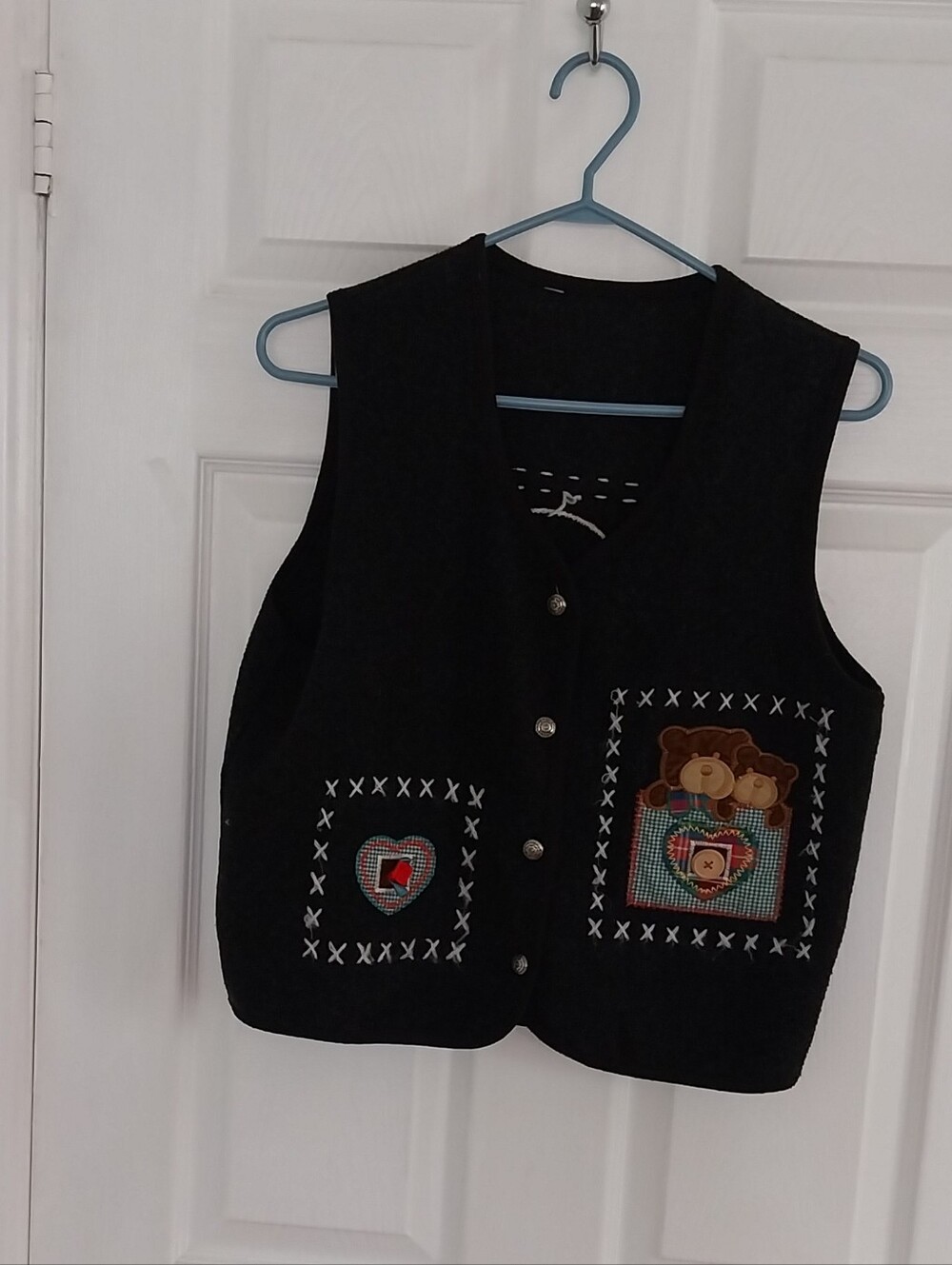 Vintage Embroidered Bear Pocket Vest